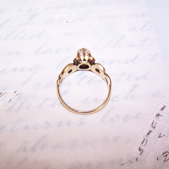 Antique Victorian 14K Gold .50 CT Old Mine Cut Diamond Engagement Ring - Size 7 - Picture 5 of 9